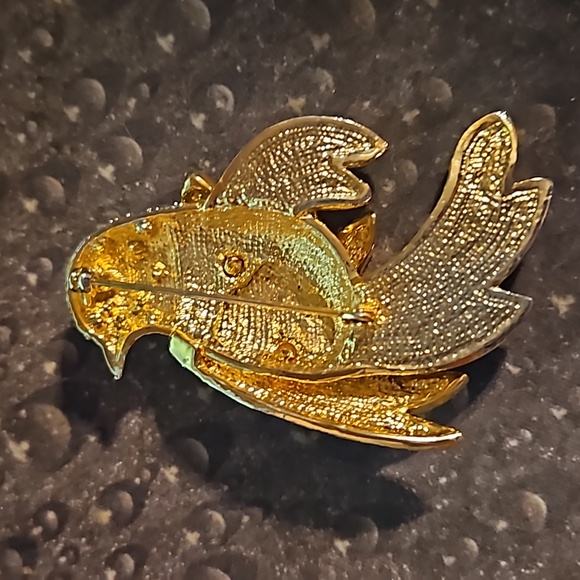 Goldtone Colorful Winged Rhinestone Bird Pin - Picture 4 of 4